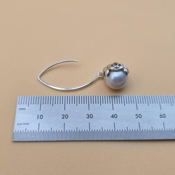 Sterling Silver Quality Unique Fancy Pearl Earrings A5394 - Picture 4 of 5